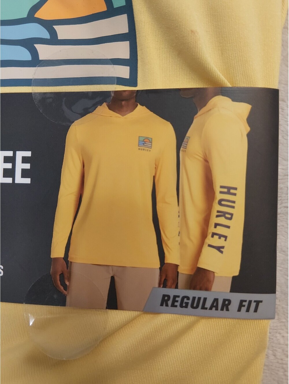 Hurley Men's Long Sleeve Hooded UV Tee Yellow Size L